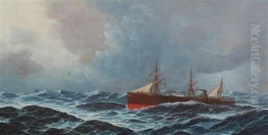 Steamship In A Rough Sea by David James