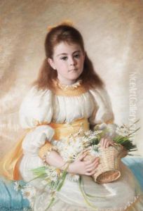 Portrait Of A Girl With A Basket Of Flowers