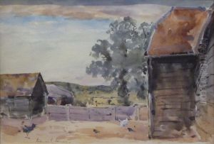 Chickens In A Farmyard by Francis Edward James