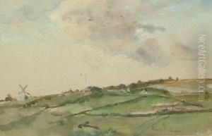 Landscape With A Windmill by Francis Edward James