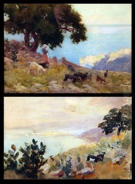 Coastal Scenes With Goat Herderand Goats - view 1