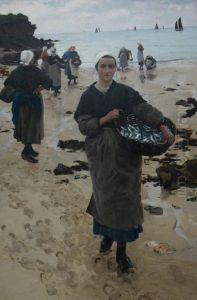 Breton Fisherwoman With Basket Of Sardines