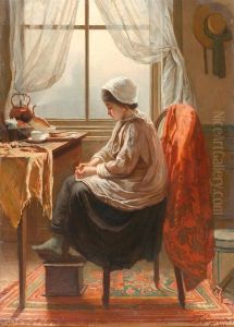 Interieur Mit Frau by Diederik Franciscus Jamin
