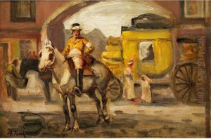 Postreiter Vor Einem Torbogen by Angelo Jank