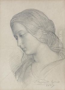 Tete De Femme by Anne-Francois-Louis Janmot