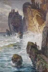 A Mythological Motif With A Faun At Rocky Coast