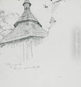 Fragment Dzwonnicy Koscielnej W Lotwicze by Stanislaw Janowski