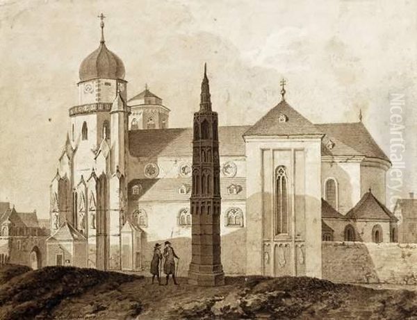 Deux Promeneurs Pres D'une Eglise - view 1