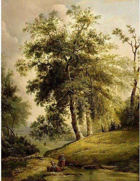 Travellers Resting Near A Stream - view 1