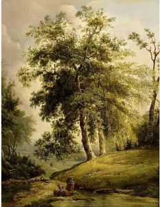 Travellers Resting Near A Stream by Johan Maurisz Jansen