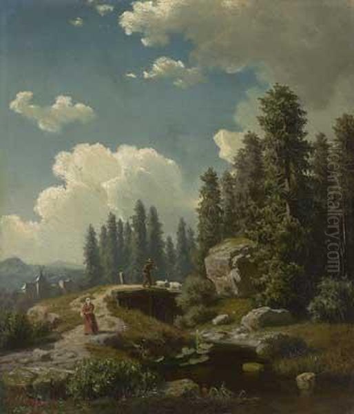 Vorgebirgslandschaft An Einem Heiteren Sommertag Mit Staffagen - view 1