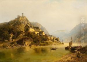 Romantische Rheinlandschaft by Joseph Jansen