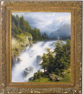 Waterfall In An Alpine Landscape by Joseph Jansen