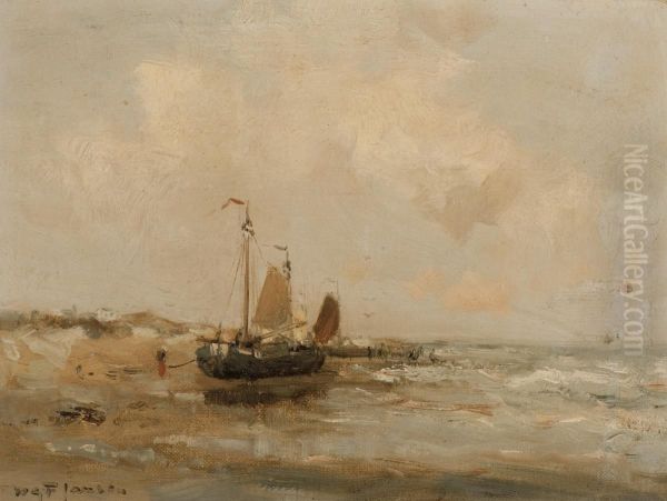 Moored Barges On The Beach - view 1
