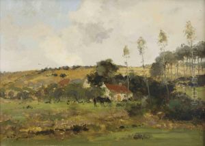 A House In A Hilly Landscape by Willem George Fred. Jansen
