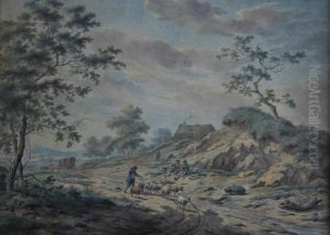 Rustic Scenes With Farmers And Livestock by Johannes Janson