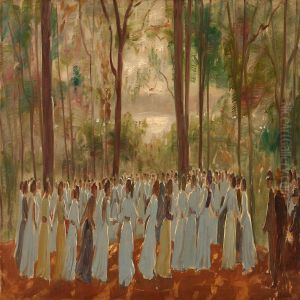 Forest Scene With Dancing Girls In A Forest, Denmark by Luplau Janssen