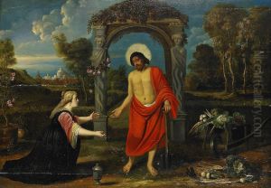 Noli Me Tangere - Maria Magdalena Och Jesus by Abraham Janssens
