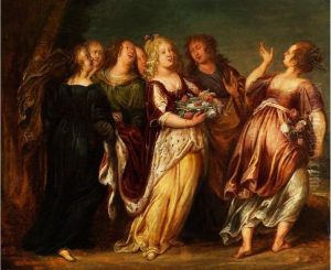 Junge Herrscherin Im Gefolge Von Sechs Madchen by Abraham Janssens