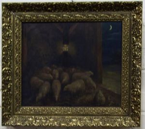 Schapen In Een Stal by Jacques Janssens