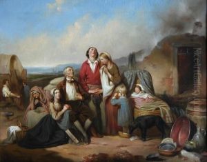 Treurende Familie Bij Een Uitgebrand Huis by Jan Janssens