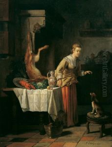 Kucheninterieur Mit Magdund Hund by Victor Honore Janssens