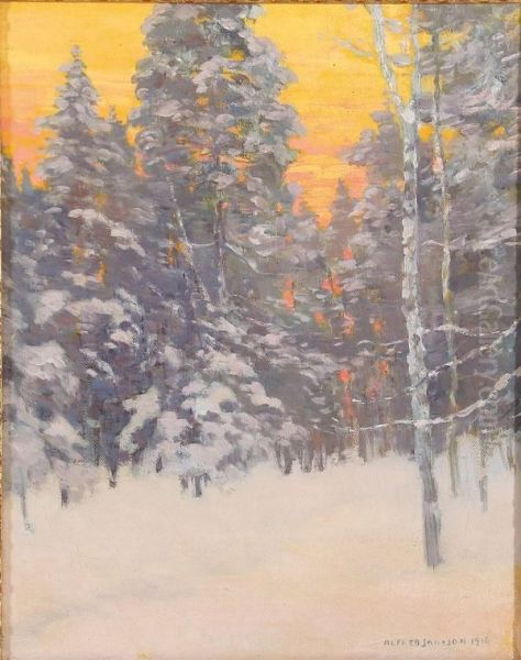 Winter Landscape At Sunset by Alfred Jansson