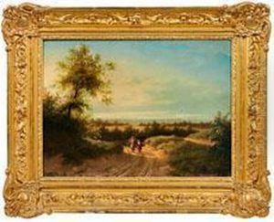 Landschaft Mit Jungembauernpaar Im Abendlicht