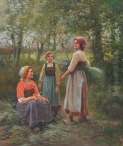 Young Harvesters Resting In The Fields by Jose Maria Jardines