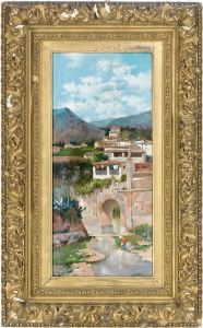 A Washerwoman By A Stream by Jose Maria Jardines