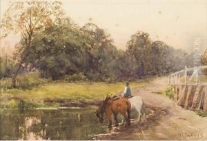 Paesaggio Lacustre Con Cavalli