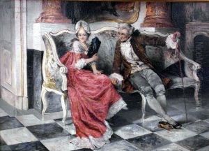 Galante Szene Im Salon by Rudolf Alfred Jaumann