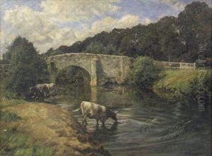 Cattle Watering By A River Bridge Cattle Watering By A River Bridge