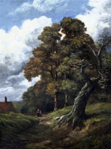 Figures On A Woodland Path by William Samuel Jay