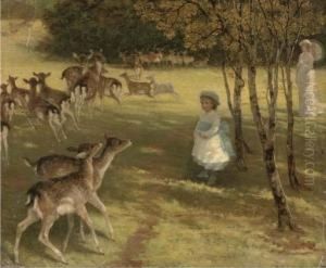 Feeding The Deer In The Park by William Samuel Jay