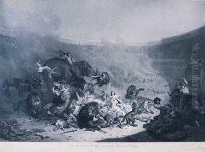 Chrzescijanie Rzuceni Lwom (scena Z Czasow Cesarza Domicjana) by Eugene, Alexandre Lub Jean Jazet