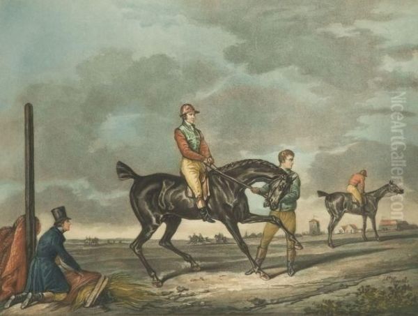 "cheval De Course Au Moment Du Depart" Et "jockei Coupant Son Adversaire" - view 1