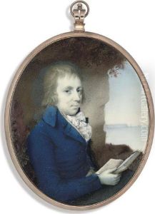 Thomas Sinclair Of Abbeyville, In Blue Coat, White Waistcoat, White Frilled Cravat, Holding An Open Book In His Right Hand; Cliffs And Seascape Background