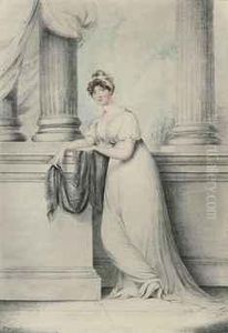 Portrait Of H.r.h. Princess Amelia (1711-1786), Daughter Of Georgeii And Queen Caroline, Full-length, Standing Before Classicalcolumns by Roger Jean