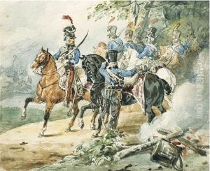 Grand Garde Du Premier De Hussards by Gricault Jean-Louis-Andr-Thodore