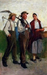 Paysans Rentrant Du Travail by Gustave Jeanneret