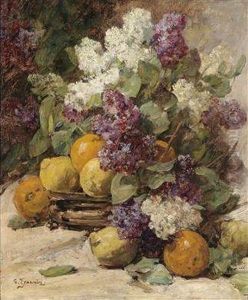Still Life With Lilac And Lemons by Georges Jeannin