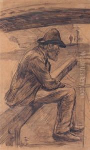 Vieil Homme Sur Le Port by Pierre Georges Jeanniot