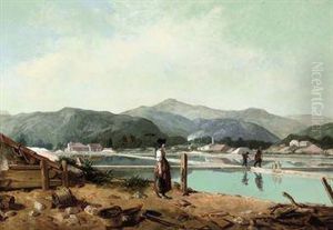Gathering Water At The Reservoir, Hyeres, France by Philippe-Auguste Jeanron