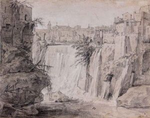 Recto : Vue Des Cascades De Tivoli by Etienne Jeaurat