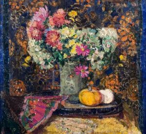 Bloemenstilleven Met Waaier by Marcel Jefferys