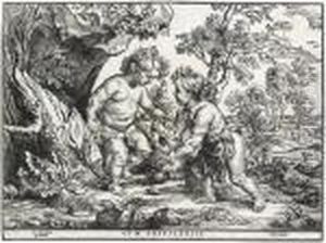 Infant Christ And St John The Baptist Playing With A Lamb by Christoffel Jegher