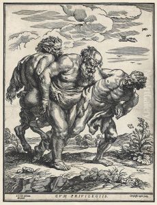 Silenus Accompanied By A Satyr And A Faun