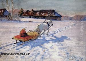 White Horse Cart by Andrejs Jegorovs
