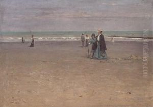 A Stroll On The Beach by Josef Jelinek